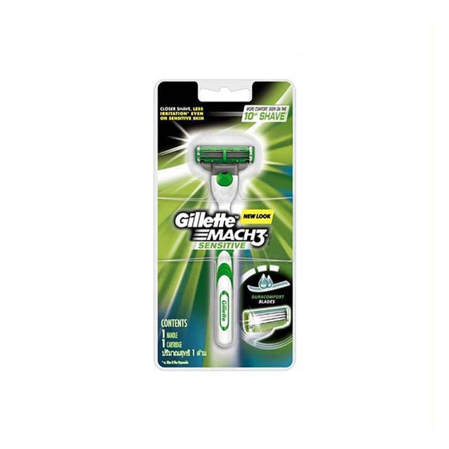 GILLETTE MACH 3 TURBO SENSITIVE RAZOR+CARTRIDGES 1S