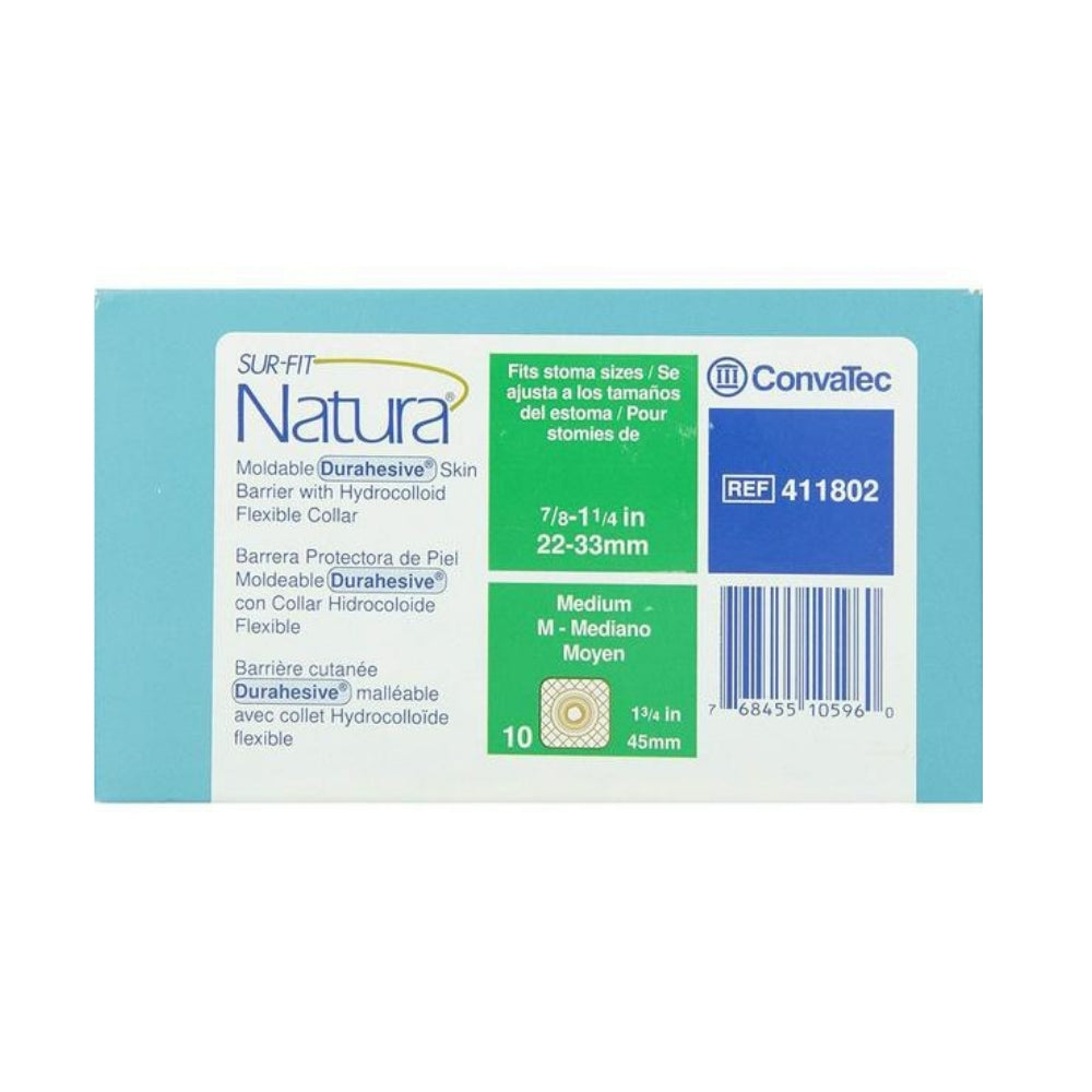 CONVATEC SURFIT NATURA DURAHESIVE FLAT MOLDABLE WAFER 45MM MEDIUM (411802) 10S
