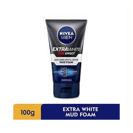 NIVEA FOR MEN EXTRA WHITE 10X EFFECT ANTI-DARK SPOTS+DETOX F/MUD FOAM 100ML