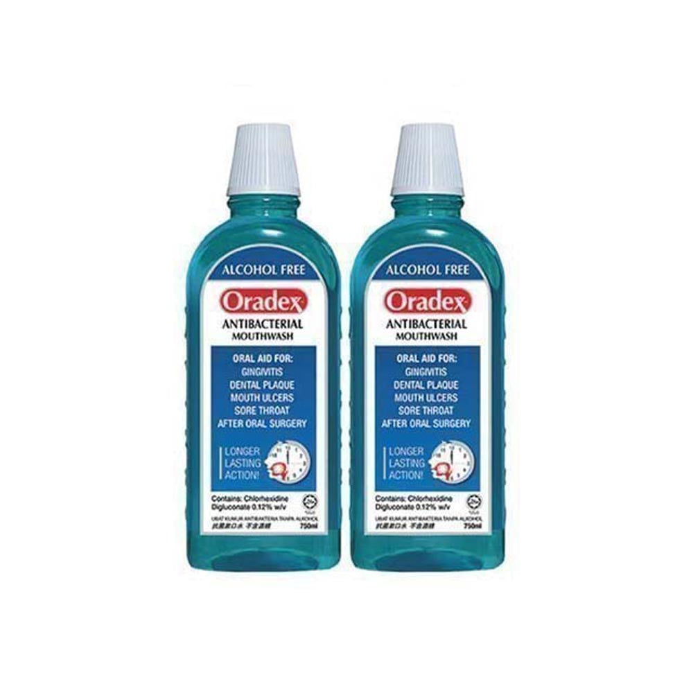 ORADEX ANTIBACTERIAL MOUTHWASH 750ML 2S