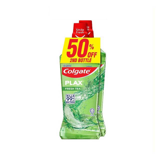 COLGATE PLAX MOUTHWASH FRESH TEA 750ML 2S