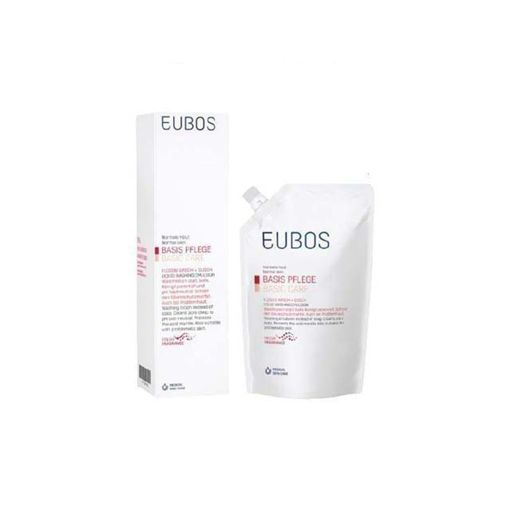 EUBOS BASIC LIQUID WASH EMULSION FRAGRANCE RED 400ML + REFILL 400ML