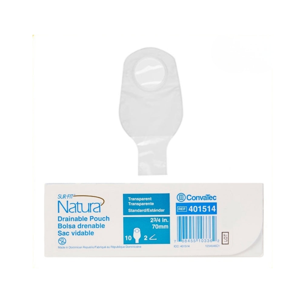 CONVATEC SURFIT NUTRA DRAIN POUCH 12 STAD TRANS 70MM (401514)10S