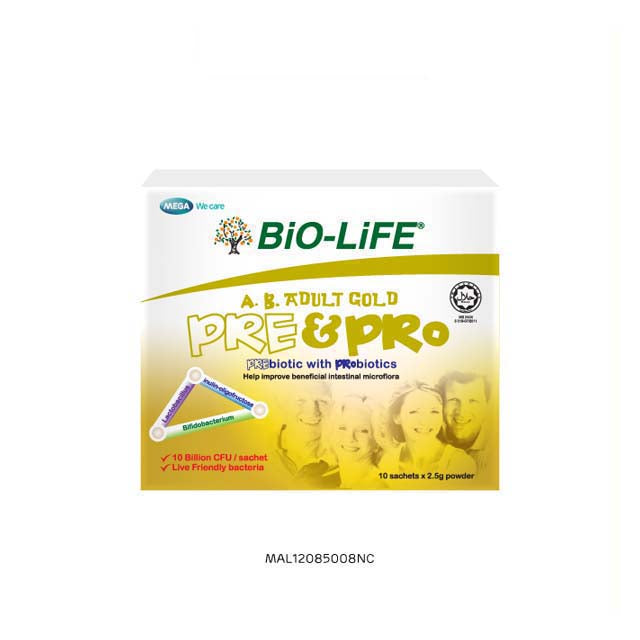 BIO-LIFE A.B. ADULT GOLD PRE & PRO POWDER SACHET 2.5G 10S