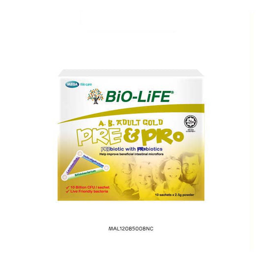 BIO-LIFE A.B. ADULT GOLD PRE & PRO POWDER SACHET 2.5G 10S