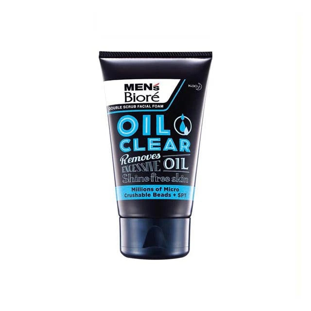 BIORE MENS DOUBLE SCRUB FACIAL FOAM OIL CLEAR 100G