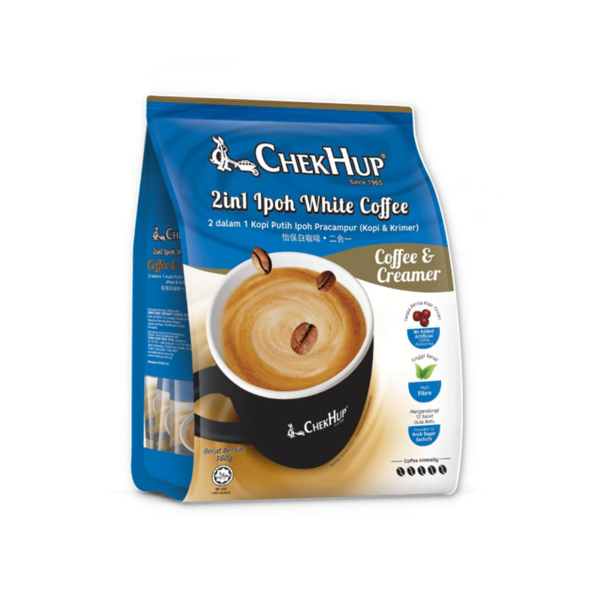 CHEK HUP 2IN1 WHITE COFFEE SUGAR FREE SACHET 30G 12S