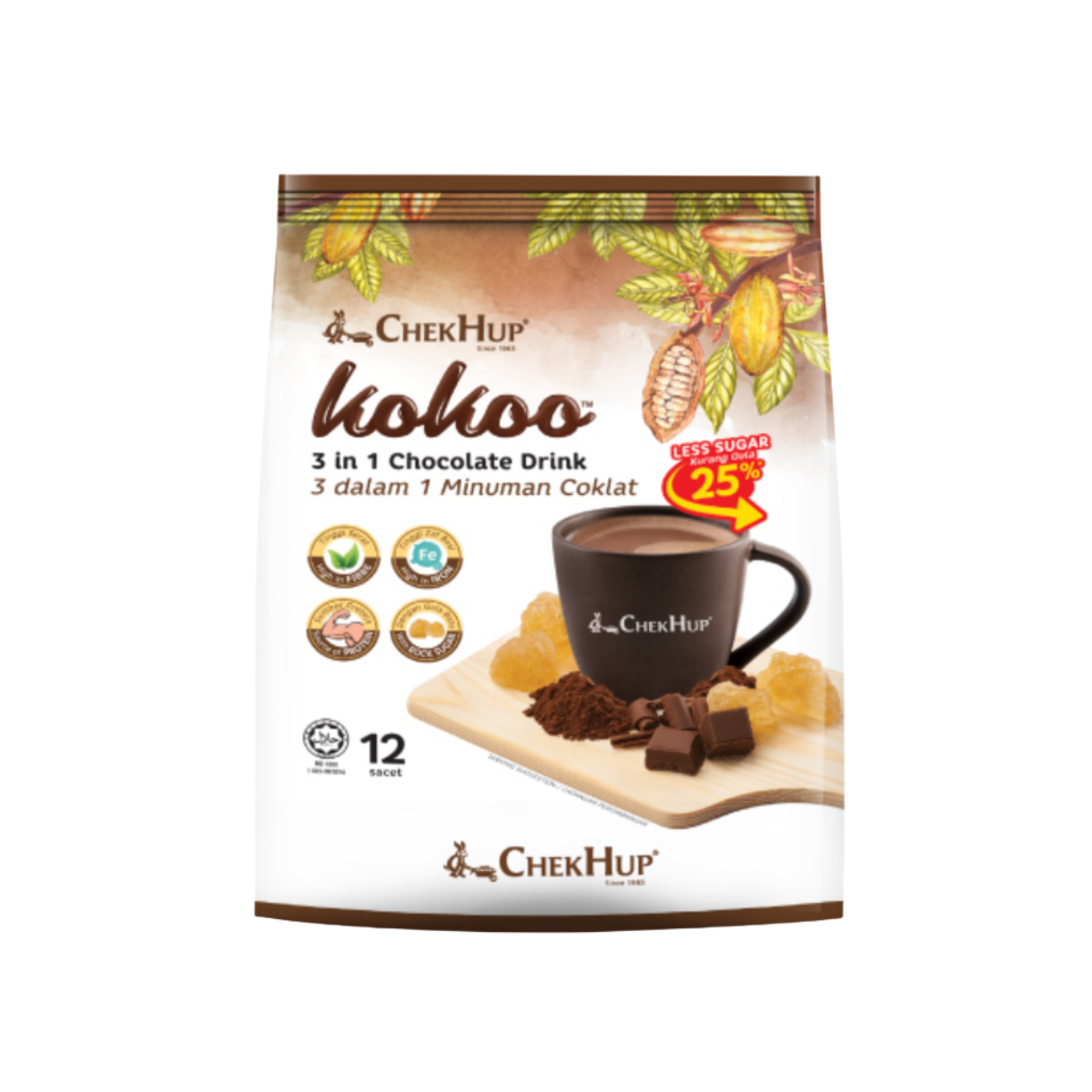 CHEK HUP 3IN1 KOKOO HOT CHOCOLATE SACHET 40G 12S