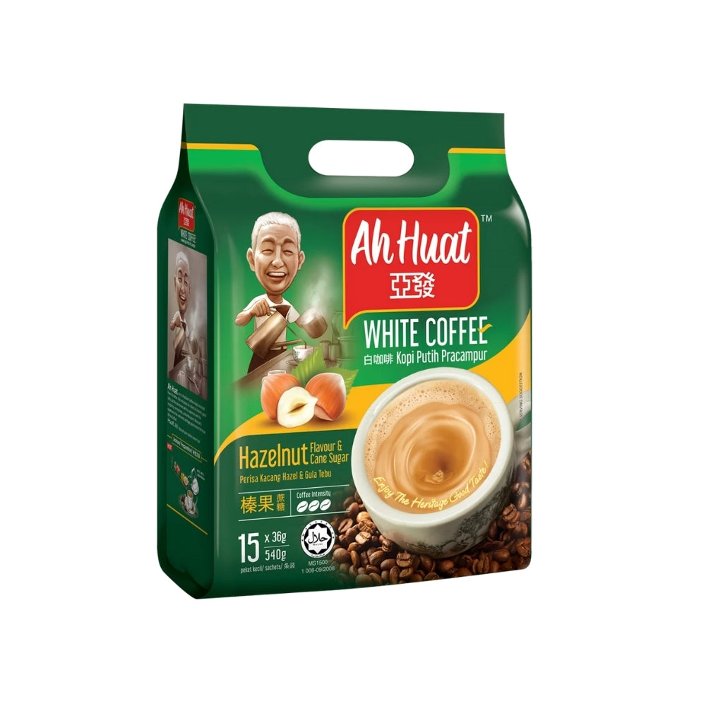 AH HUAT WHITE COFFEE HAZELNUT + CANE SUGAR 36G 15S