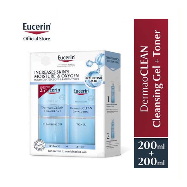 EUCERIN DERMATO CLEAN CLEANSING GEL 200ML + TONER 200ML