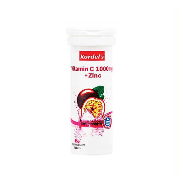 KORDELS VITAMIN C 1000MG + ZINC EFFEVERSCENT PASSION FRUITS 10S