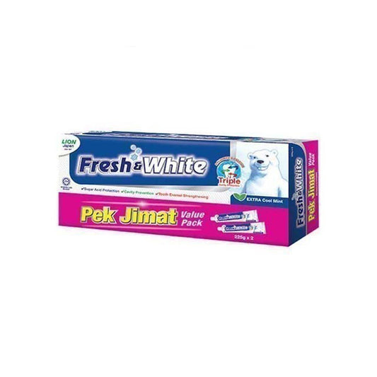 FRESH & WHITE TOOTHPASTE EXTRA COOL MINT 225GX2