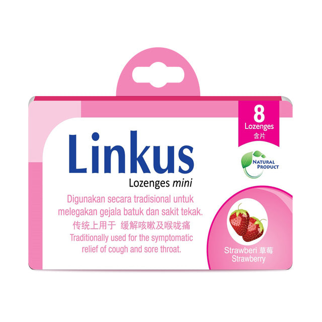 LINKUS LOZENGES MINI STRAWBERRY 8S