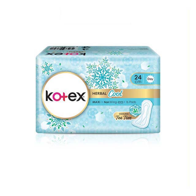 KOTEX HERBAL COOL MAXI 24CM NON WING 16S