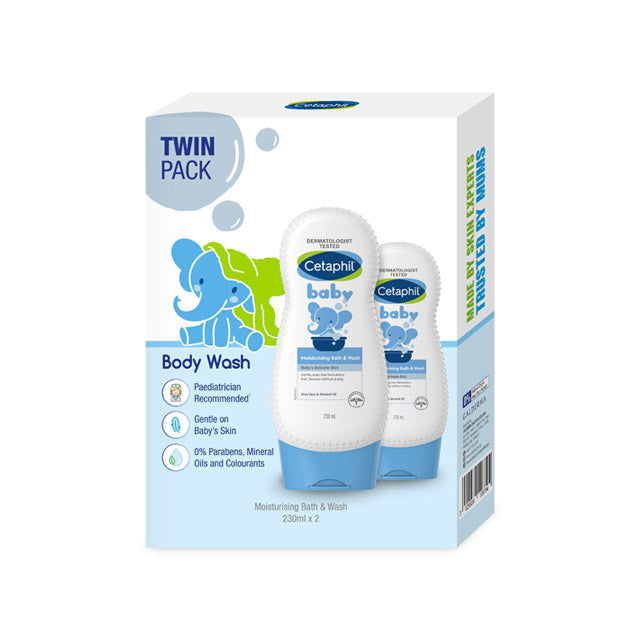 CETAPHIL BABY MOISTURISING BATH & WASH 230ML 2S
