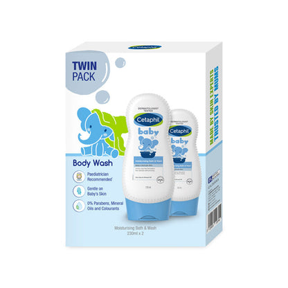 CETAPHIL BABY MOISTURISING BATH & WASH 230ML 2S