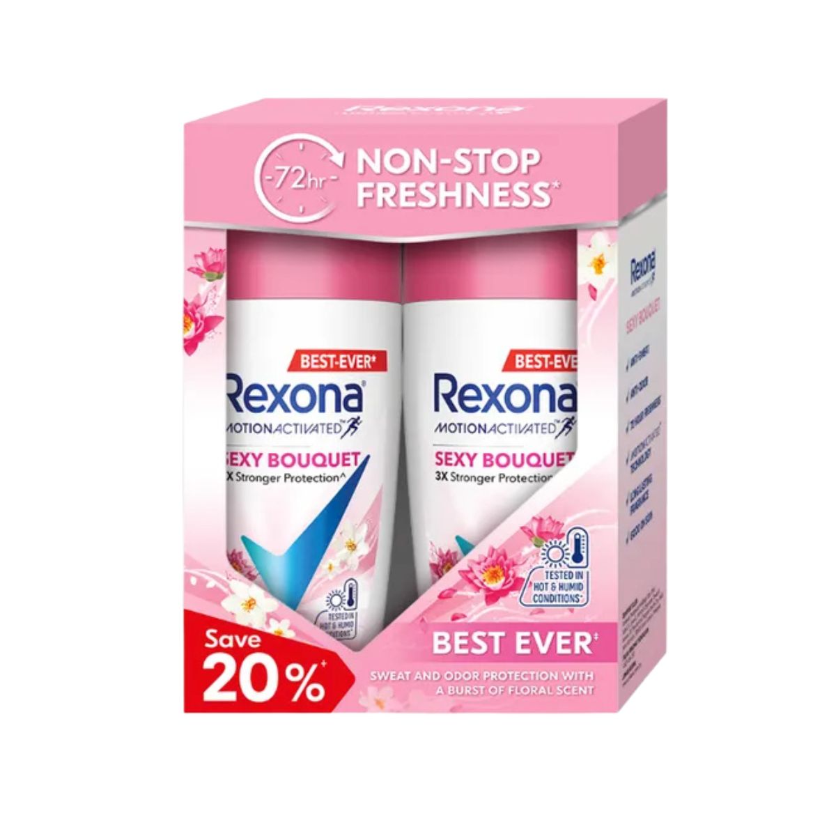 REXONA WOMEN DEODORANT ROLL ON MOTIONACTIVATED SEXY BOUQUET 45ML 2S