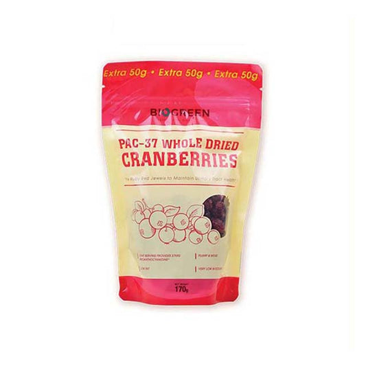 BIOGREEN PAC 37 WHOLE DRIED CRANBERRIES 170G