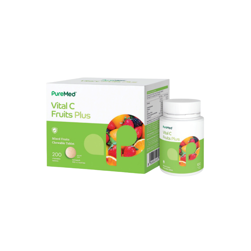 PUREMED VITAL C FRUITS PLUS CHEWABLE 1000MG 100SX2