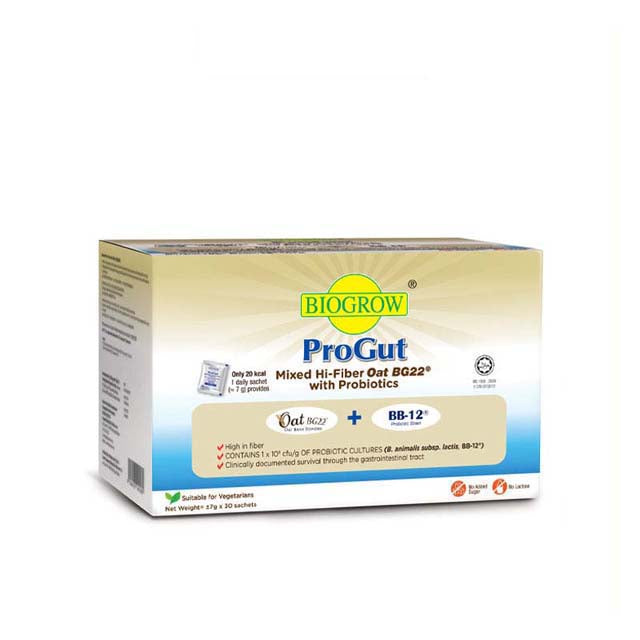 BIOGROW PROGUT OAT BG22 HI-FIBER WITH PROBIOTICS 7G 30S