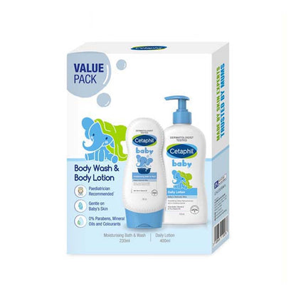 CETAPHIL BABY MOISTURISING BATH & WASH 230ML + BABY DAILY LOTION 400ML