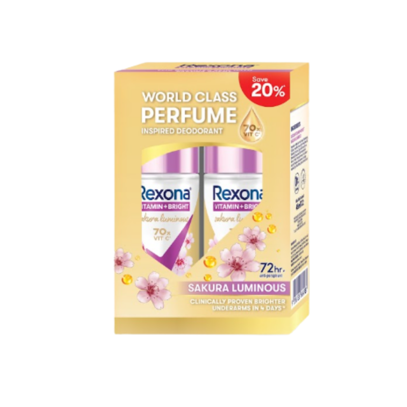 REXONA WOMEN DEODORANT ROLL ON VITAMIN + BRIGHT SAKURA RADIANCE 45ML 2S
