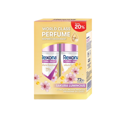 REXONA WOMEN DEODORANT ROLL ON VITAMIN + BRIGHT SAKURA RADIANCE 45ML 2S