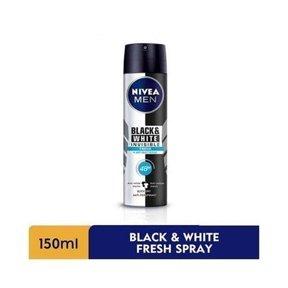 NIVEA FOR MEN DEODORANT BLACK+WHITE FRESH + ANTIBACTERIAL SPRAY 150ML