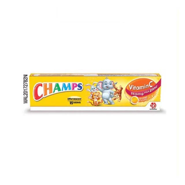 CHAMPS EFFERVESCENT VIT C 250MG PLUS ZINC 15S