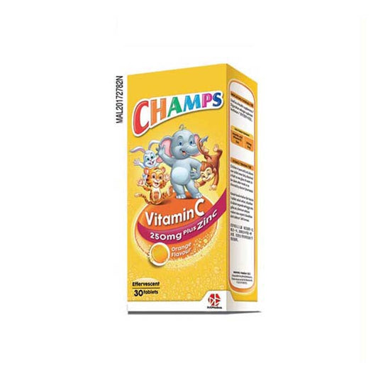 CHAMPS EFFERVESCENT VIT C 250MG PLUS ZINC 30S