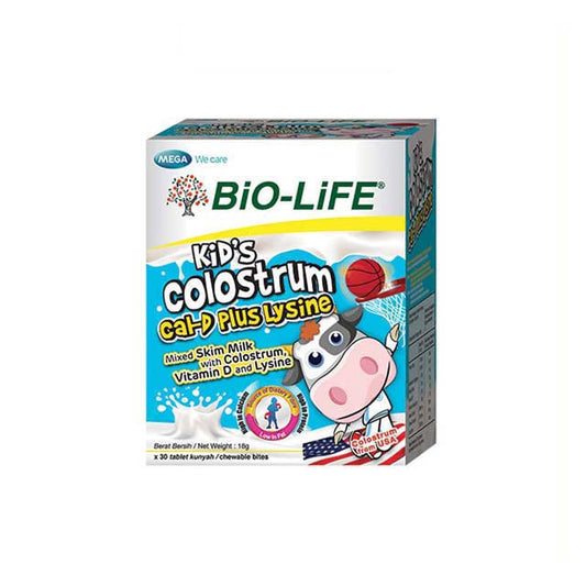 BIO-LIFE KIDS COLOSTRUM CAL-D PLUS LYSINE CHEWABLE 600MG 30S