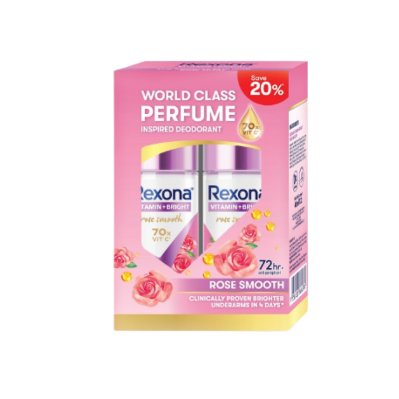 REXONA WOMEN DEODORANT ROLL ON VITAMIN + BRIGHT ROSE GLOW 45ML 2S