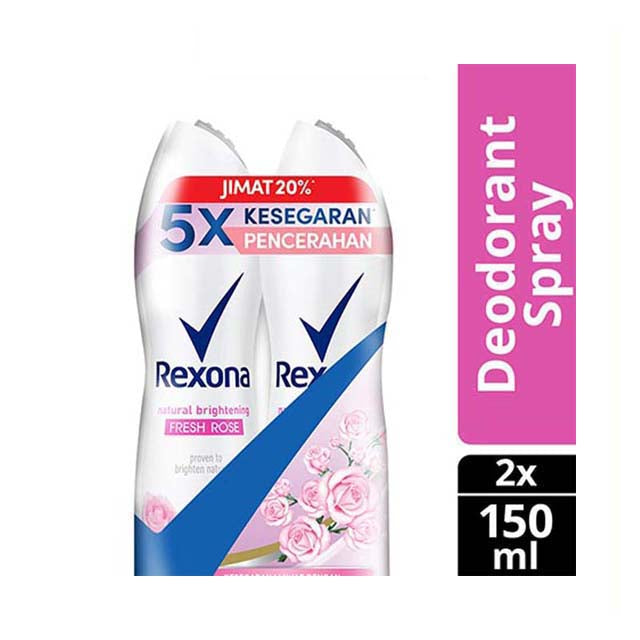 REXONA WOMEN DEODORANT SPRAY VITAMIN + BRIGHT ROSE GLOW 135ML 2S