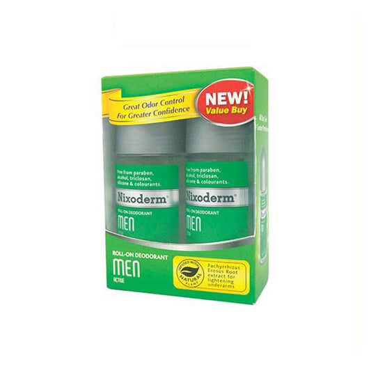 NIXODERM MEN DEODORANT ACTIVE ROLL ON 50ML 2S