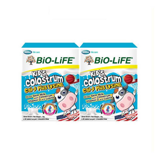 BIO-LIFE KIDS COLOSTRUM CAL-D+LYSINE 600MG 30SX2+PREMIUM