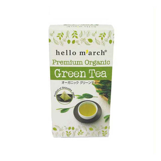HELLO MARCH PREMIUM ORGANIC GREEN TEA 2G 20 TEA BAGS