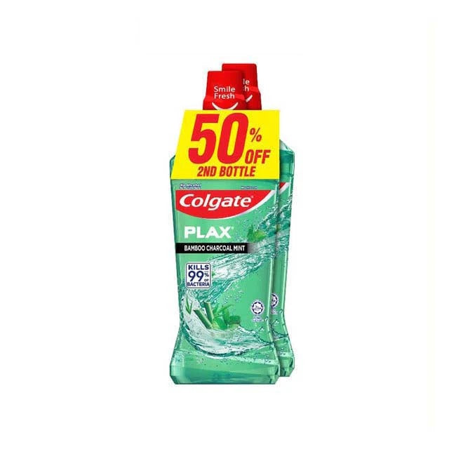 COLGATE PLAX MOUTHWASH BAMBOO CHARCOAL MINT 750ML 2S