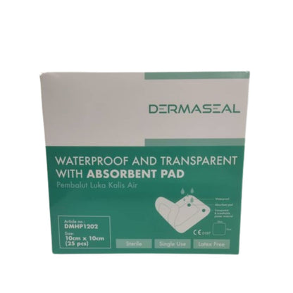 DERMASEAL WATERPROOF DRESSING WITH ABSORBENT PADS 10CMX10CM 25S