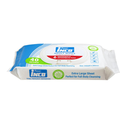 PUREEN INCO BY PURAGE EXTRA MOIST ADULT WIPES 40S