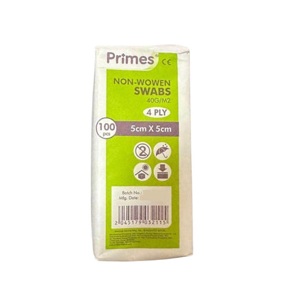 PRIMES NON WOVEN SWAB 5CMX5CM 4PLY 100S