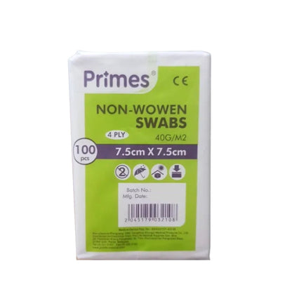 PRIMES NON WOVEN SWAB 7.5CMX7.5CM 4PLY 100S