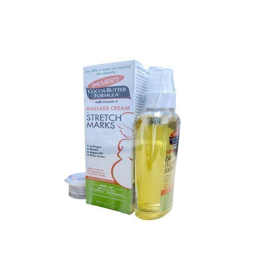 PALMERS MOMS CARE SET (CBF MASSAGE CREAM 125G +11GX2 + SOOTHING OIL 150ML)