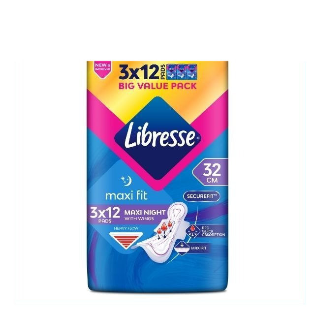 LIBRESSE MAXI NIGHT 32CM WINGS 12SX3