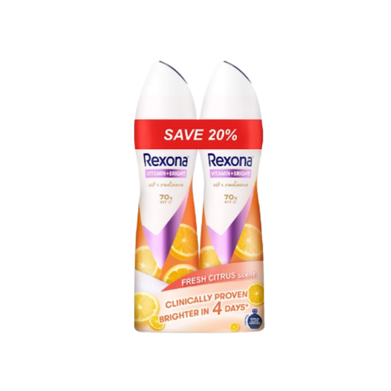 REXONA WOMEN DEODORANT SPRAY VITAMIN + BRIGHT VIT-C ANTI-STAIN 135ML 2S