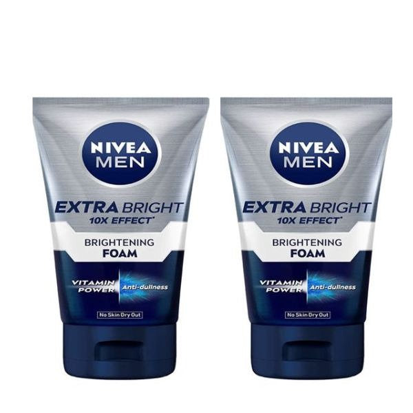 NIVEA FOR MEN EXTRA WHITE 10XEFFECT ANTI-DARK SPOTS+DETOX F/MUD FOAM 100ML 2S