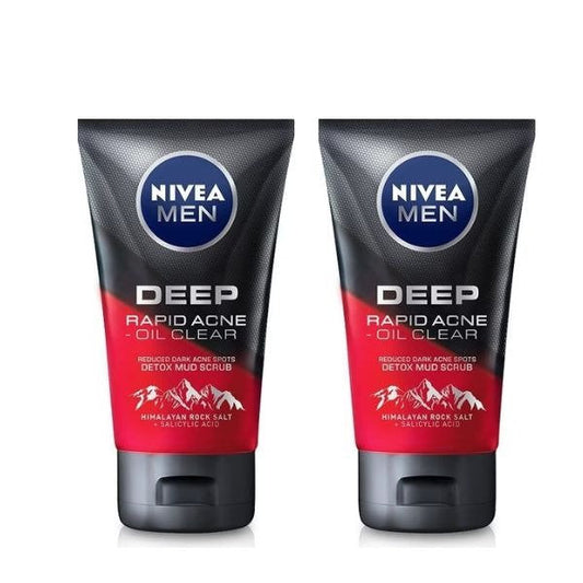 NIVEA FOR MEN DEEP RAPID ACNE OIL CLEAR DETOX MUD SCRUB 100ML 2S