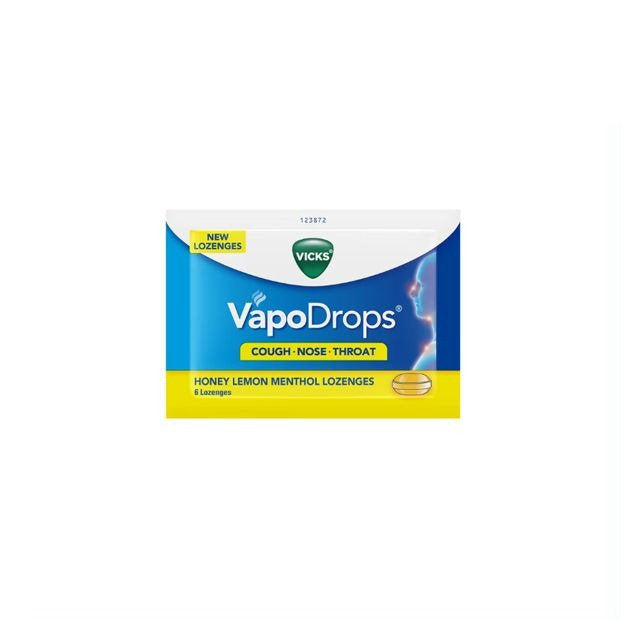 VICKS VAPODROPS HONEY LEMON MENTHOL LOZENGES 6S