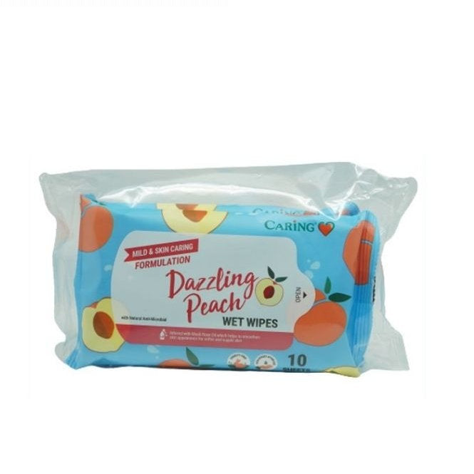 CARING WET WIPES PEACH 10SX3