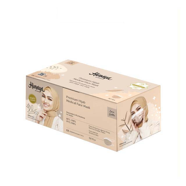HIMAYA PREMIUM HIJAB MEDICAL MASK LOVE LATTE 50S