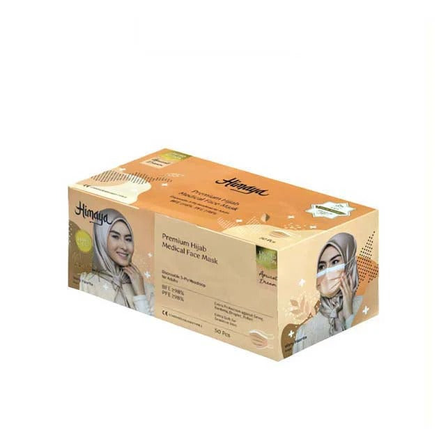 HIMAYA PREMIUM HIJAB MEDICAL MASK APRICOT DREAM 50S